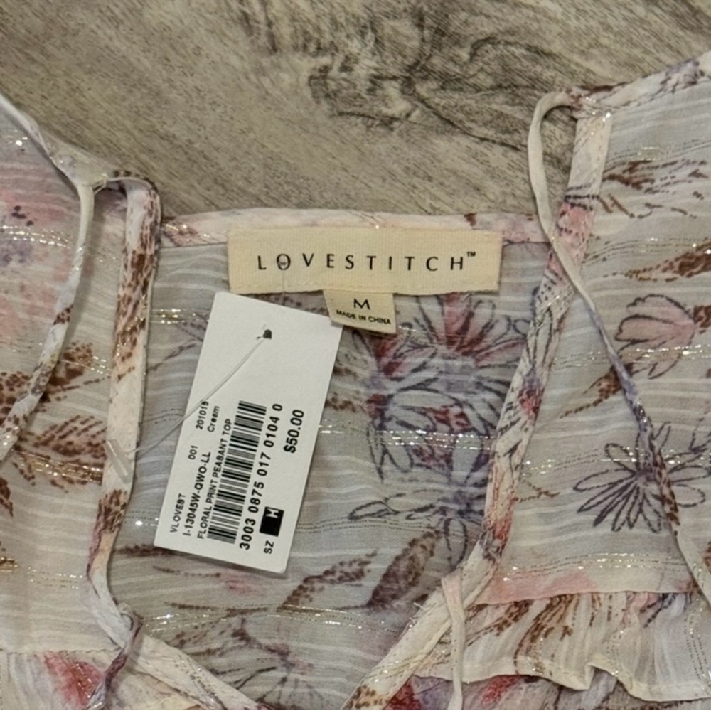 NEW Lovestitch Floral Double Long Sleeve Peasant Top Size Medium M - NEW - NWT - Picture 5 of 6